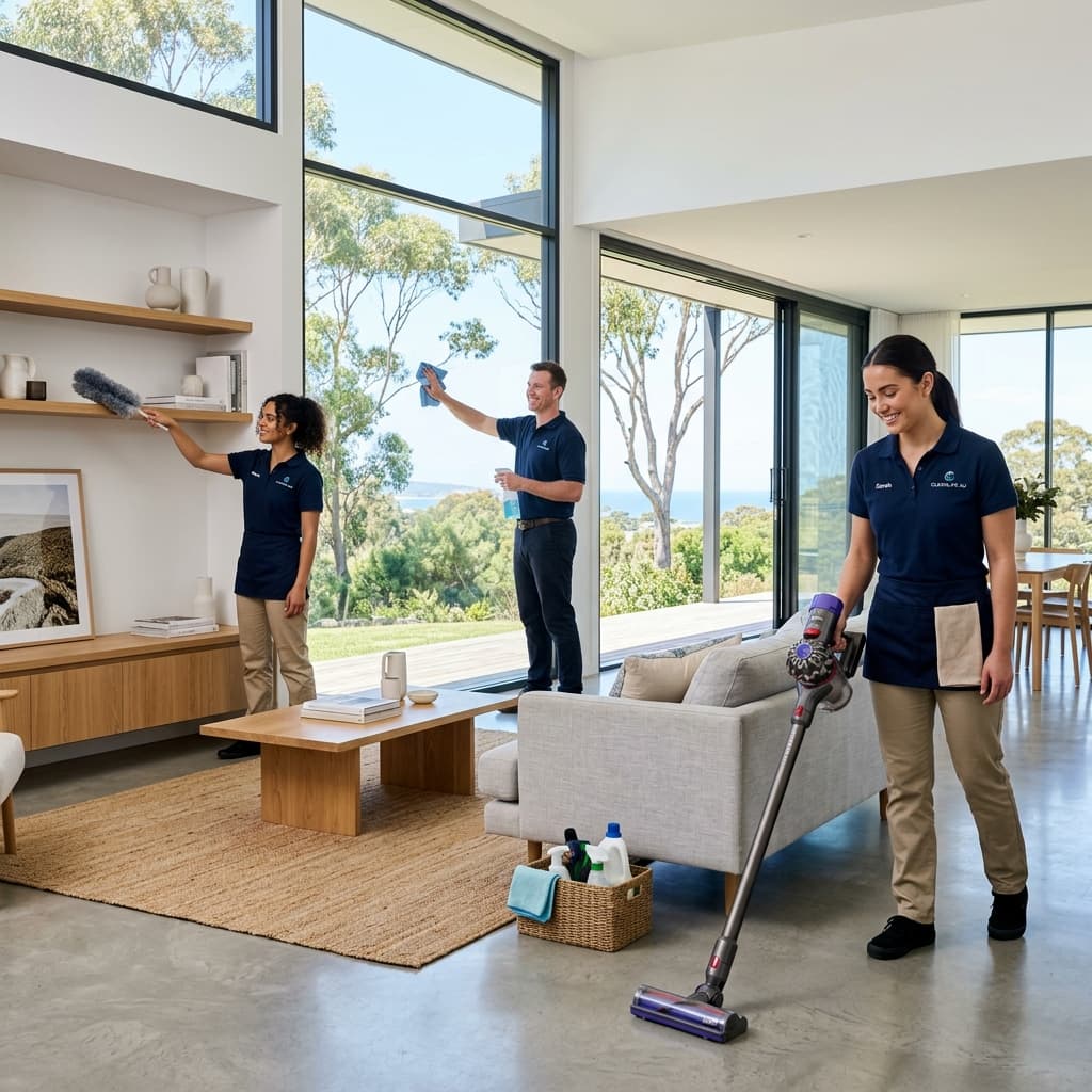 Professional cleaning team working in a modern Australian home
