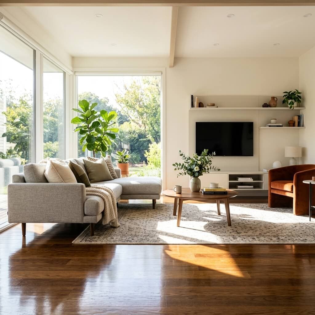 Clean and bright modern living room